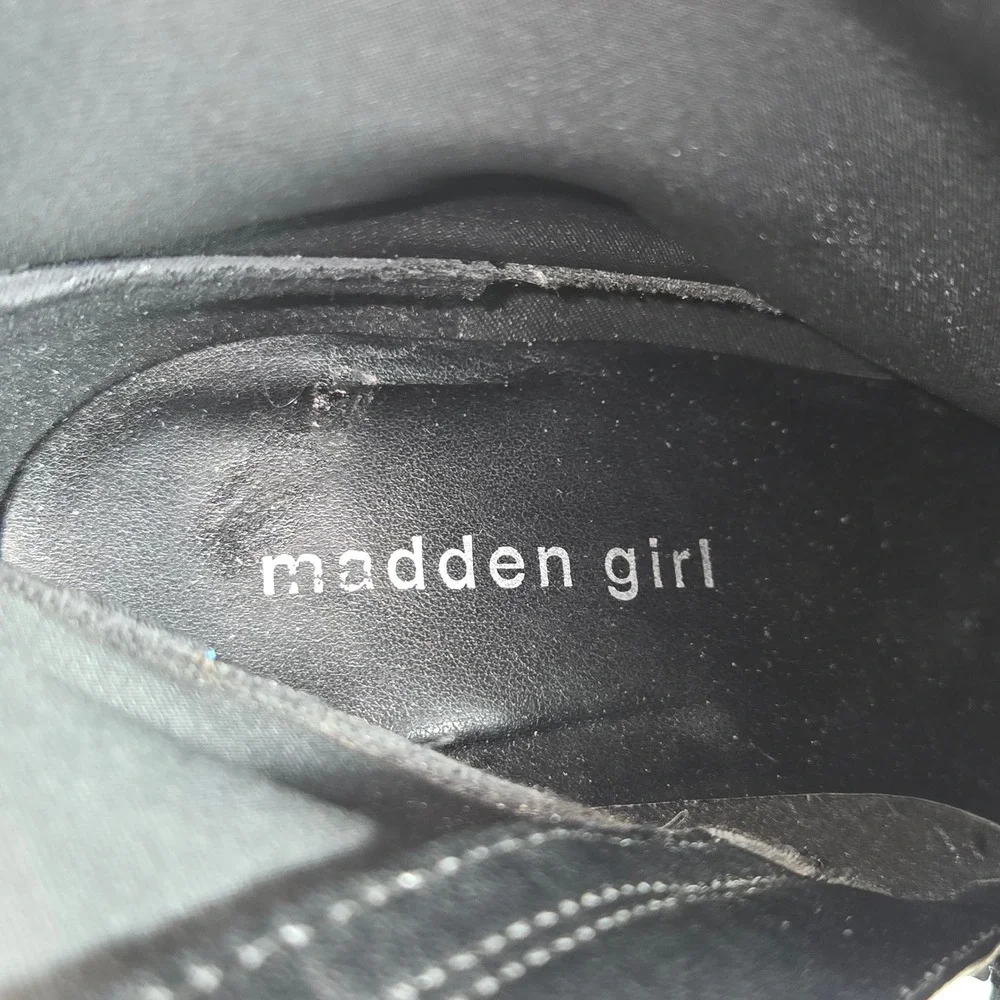 Madden Girl Orchidd Black Fabric Platform Block Heel Ankle Boots Womens‎ 10M